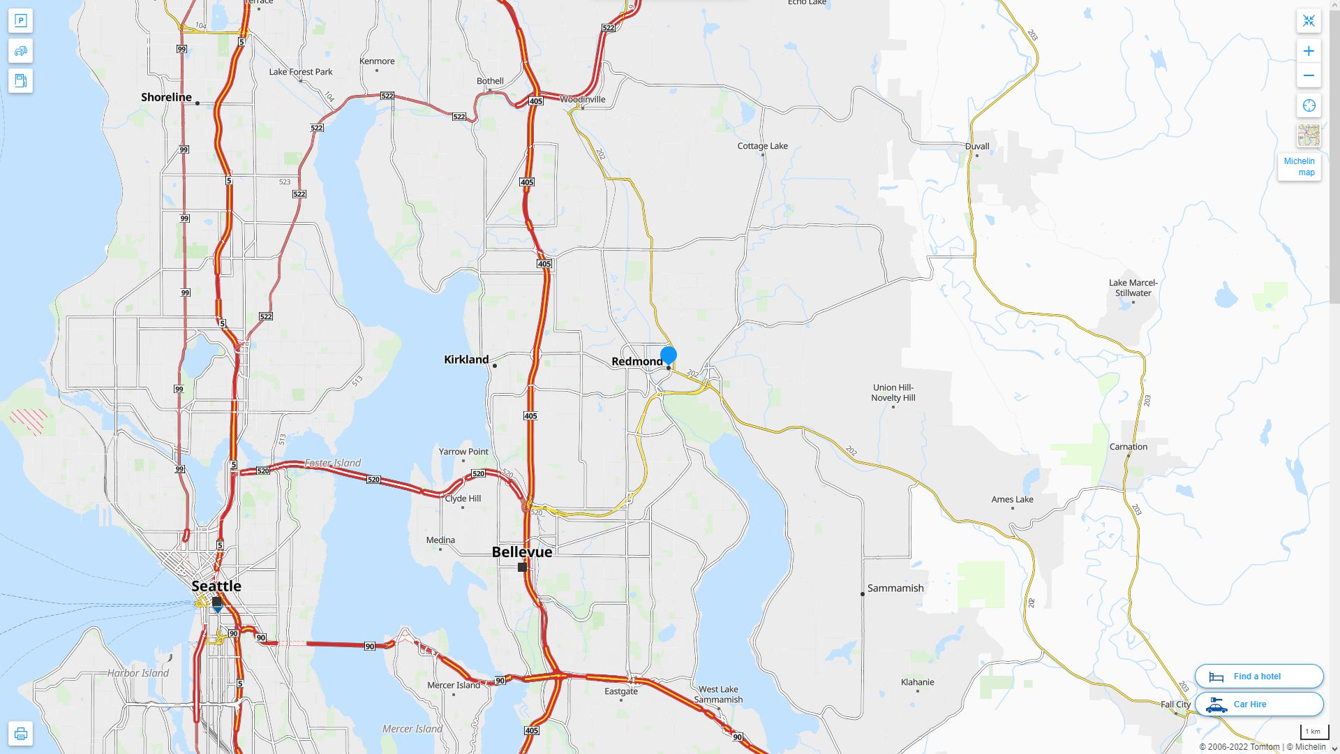 Redmond Washington Highway and Road Map